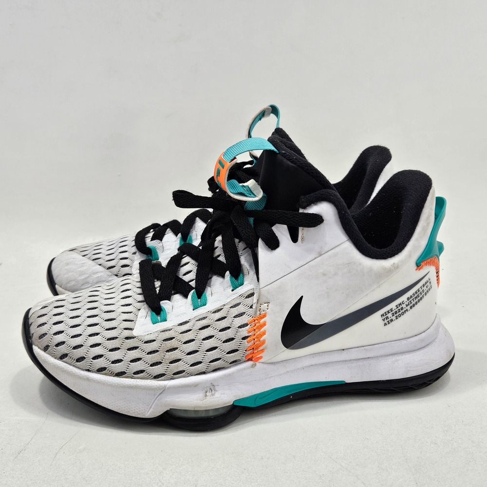 Nike LeBron Witness 5 Mens 7 White Black Orange Teal CQ9380-100 Basketball Shoes - Picture 4 of 15